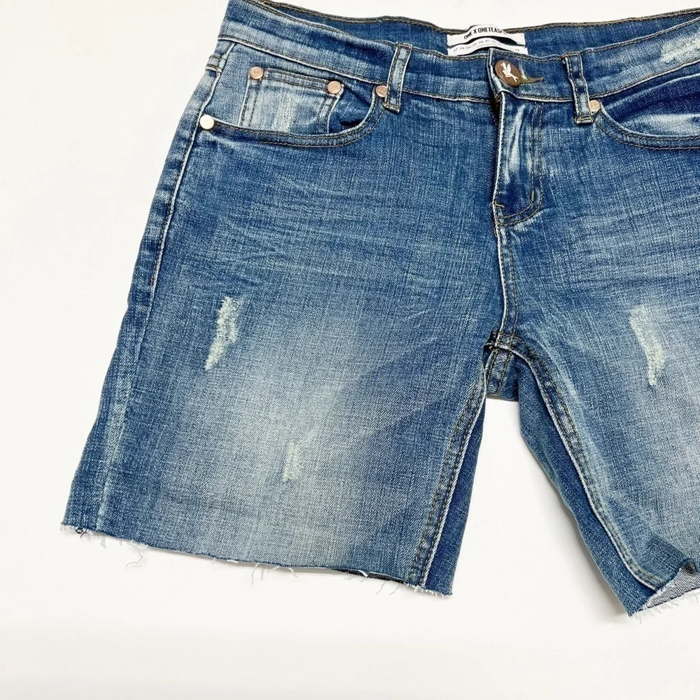 One Teaspoon Womens Medium Wash Awesome Baggies Cut Off Bermuda Jorts